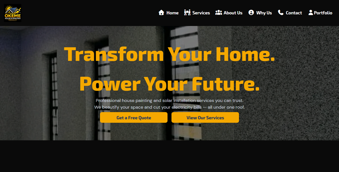 okeme house painting and solar installation website